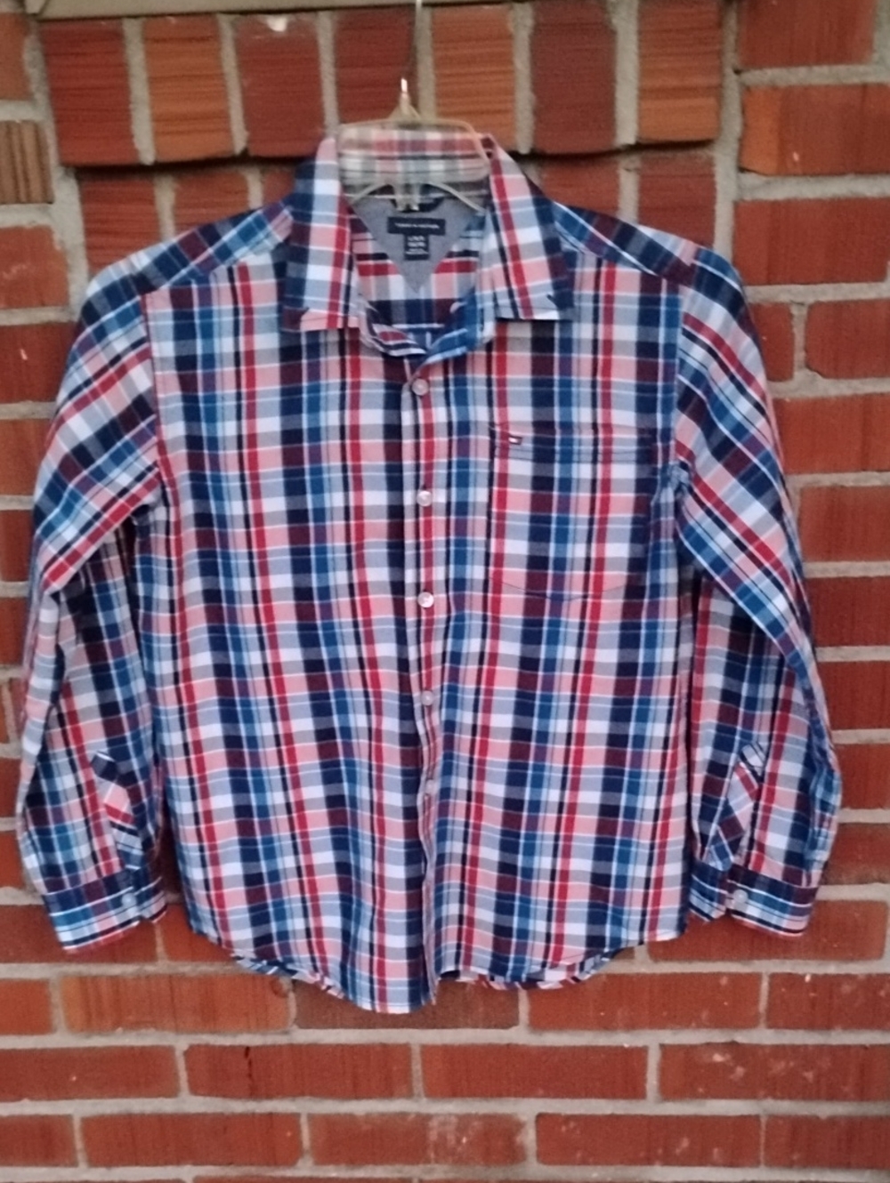 Classic Men's Plaid Button-Up Shirt - Blue & Red